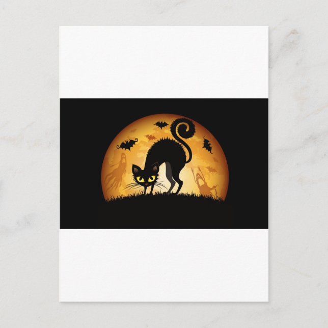 Halloween-Katze Postkarte (Vorderseite)