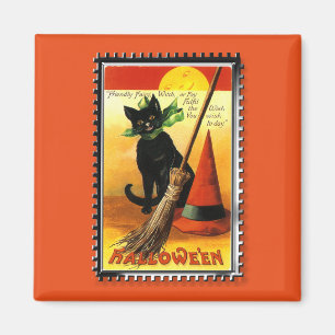 Halloween-Katze sitzt Hexenhut Magnet
