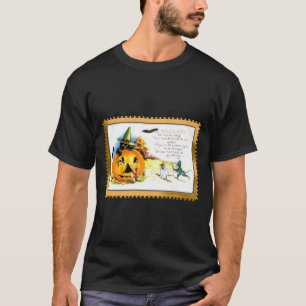 Halloween-Katze sitzt in Jack O Lantern T-Shirt