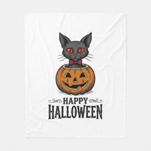 Halloween-Katze Süßer Kürbis Vintage Gruselig_1 Fleecedecke