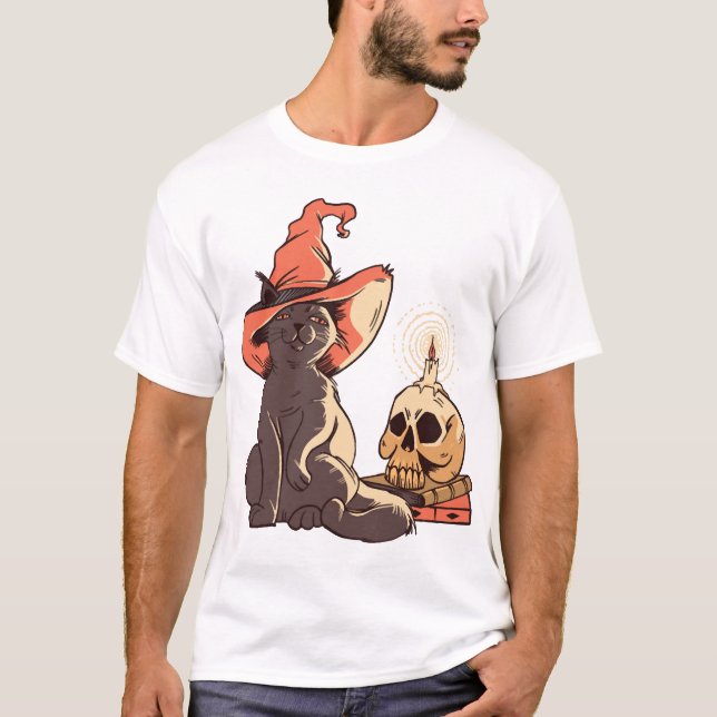 Halloween-Katze T-Shirt (Vorderseite)