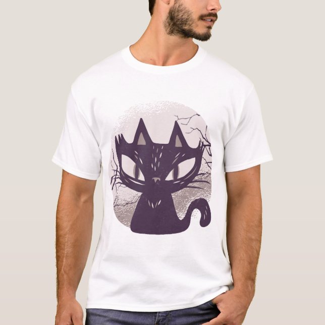 Halloween-Katze T-Shirt (Vorderseite)