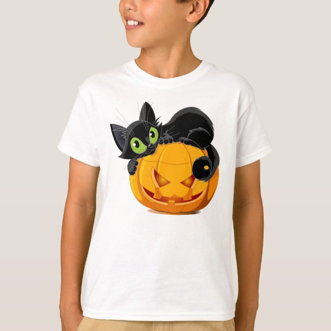 Halloween-Katze T-Shirt (Vorderseite)