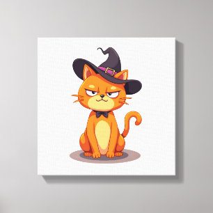 Halloween-Katze T-Shirt Kätzchen Jack O Lantern Ka Leinwanddruck