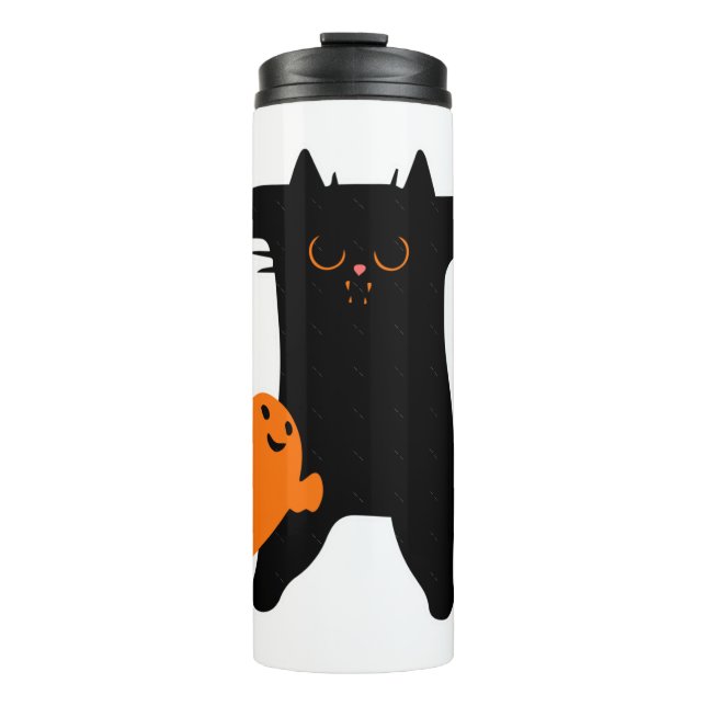 Halloween-Katze Thermosbecher (Vorderseite)