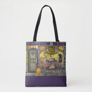 Halloween-Katze und Buchladen Wasserfarben-Tasche Tasche