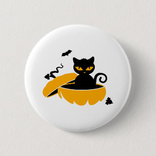 Halloween-Katze und Halloween-Kürbis Button