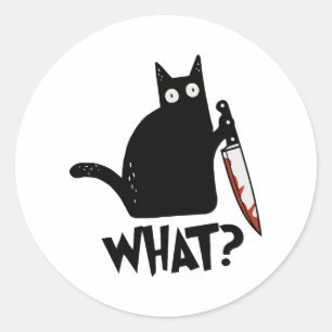 Halloween-Katze Was Mörderische Schwarze Katze Mit Runder Aufkleber