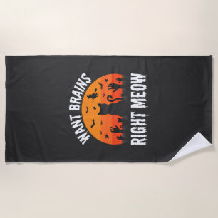 Halloween-Katze will Gehirne jetzt Design Strandtuch