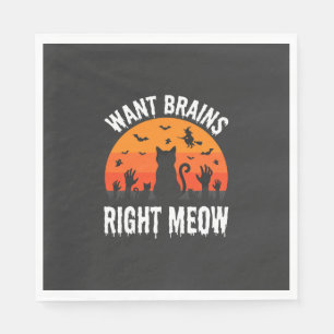 Halloween-Katze will Gehirne jetzt sofort Design Serviette