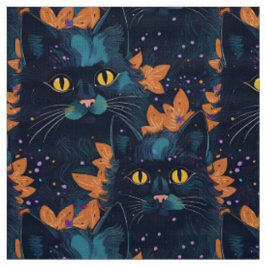 Halloween-Katzen auf Orange Stoff