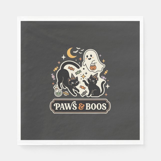 Halloween Katzen Geist Magie Serviette (Vorderseite)