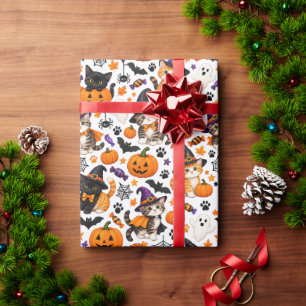 Halloween-Katzen-Geschenkpapier, süße gruselige Ka Geschenkpapier