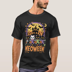 Halloween Katzen Hexe Meoween Mumie Kinder Kostüm T-Shirt