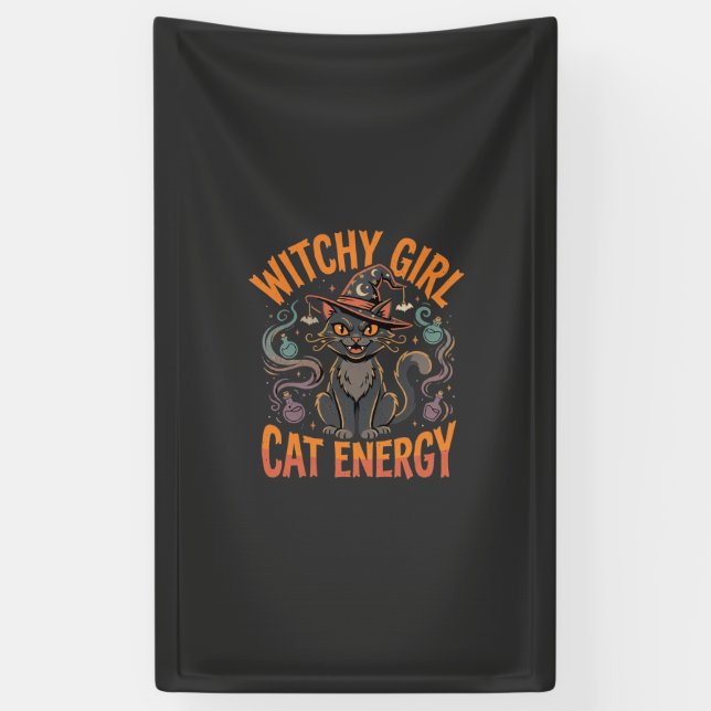 Halloween-Katzen-Hexen-Vibes Banner (Vertikal)