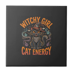 Halloween-Katzen-Hexen-Vibes Fliese