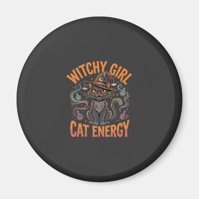 Halloween-Katzen-Hexen-Vibes Magnet (Vorne)