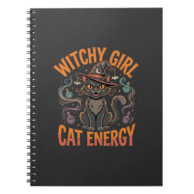 Halloween-Katzen-Hexen-Vibes Notizblock (Vorderseite)
