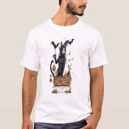 Halloween-Katzen-Horror-Kunst-Graffiti T-Shirt