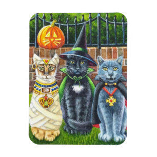 Halloween Katzen in Kostümkunst Magnet