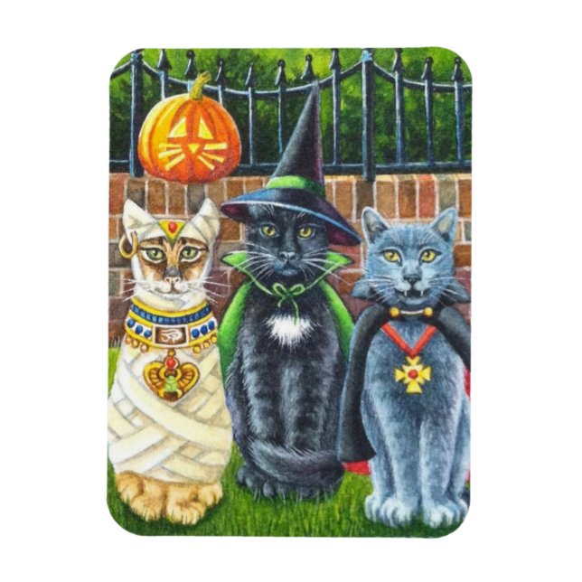 Halloween Katzen in Kostümkunst Magnet (Vertikal)