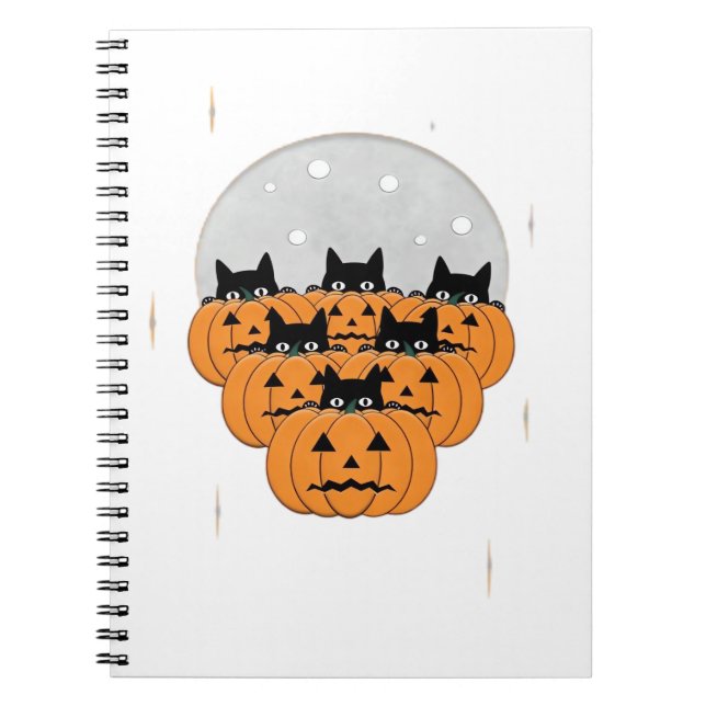 Halloween Katzen Kürbisse Schwarzer Hintergrund Il Notizblock (Vorderseite)