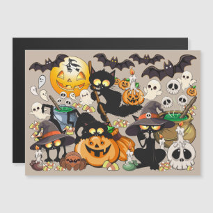 Halloween-Katzen Lustige Party Magnetkarte