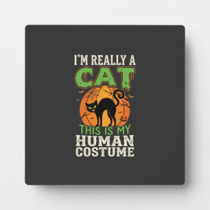 Halloween-Katzen-Mensch-Kostüm Lustiges Design Fotoplatte