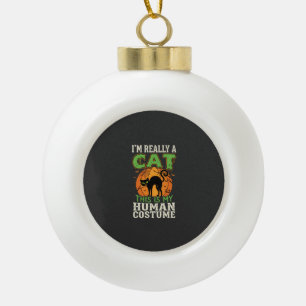 Halloween-Katzen-Mensch-Kostüm Lustiges Design Keramik Kugel-Ornament