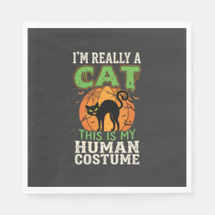 Halloween-Katzen-Mensch-Kostüm Lustiges Design Serviette