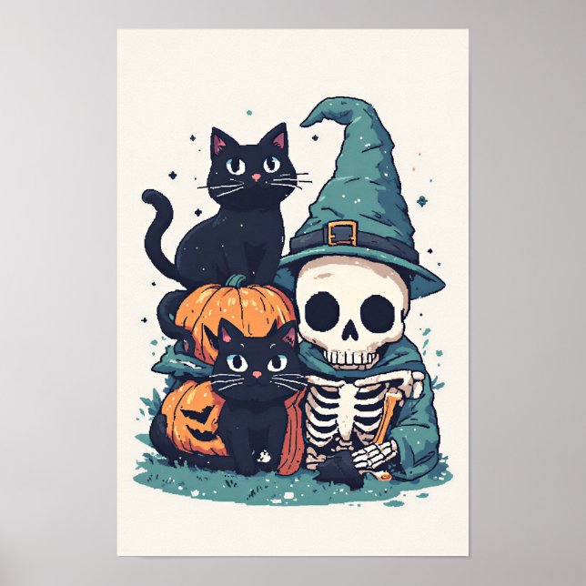 Halloween-Katzen Poster (Vorne)