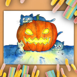 Halloween-Katzen  Postkarte
