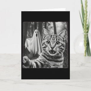 Halloween-Katzen-Selfie mit spooky Geist Karte
