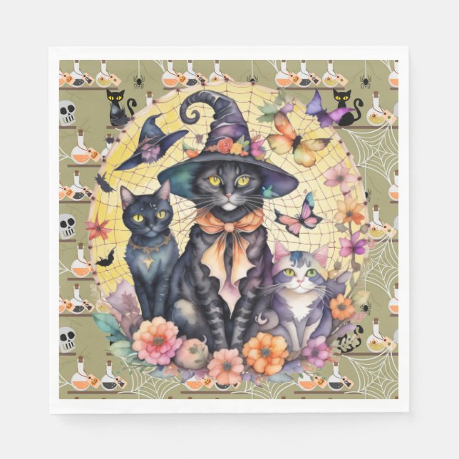 Halloween-Katzen Serviette (Vorderseite)