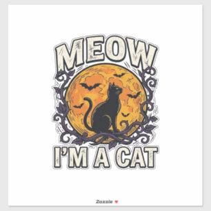 Halloween-Katzen-Shirt Meow Ich Bin Eine Katze Vin Aufkleber