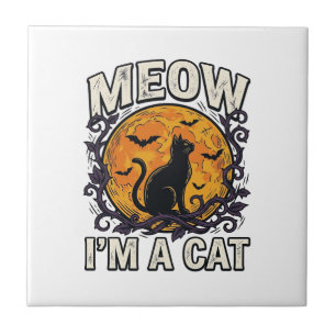 Halloween-Katzen-Shirt Meow Ich Bin Eine Katze Vin Fliese