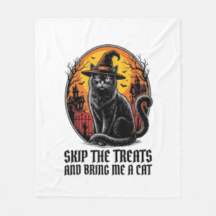 Halloween-Katzen-Shirt Vintage-Gravur Gruselig Sch Fleecedecke