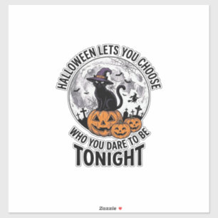 Halloween-Katzen-Zitat Gruseliger Kürbis-Hexen-Gra Aufkleber