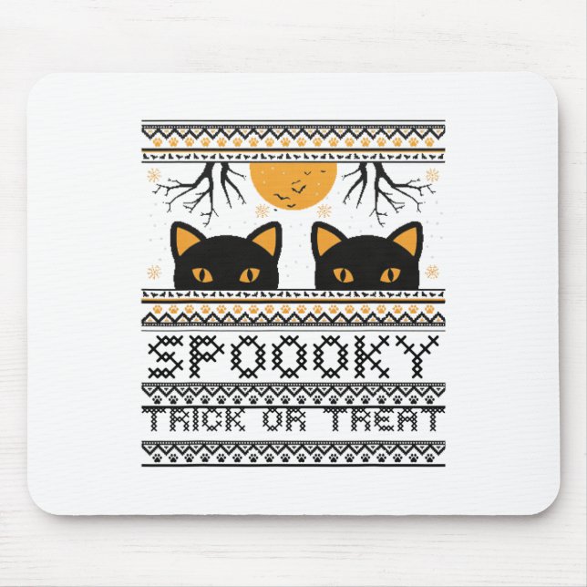 Halloween-Katzenaugen-Spooky-Trick oder Treat Tren Mousepad (Vorne)