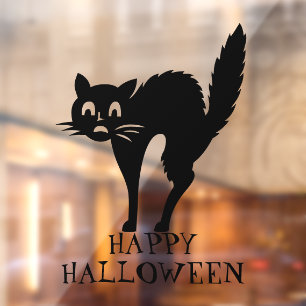 Halloween-Katzenbraun-Textanstalten Fensteraufkleber