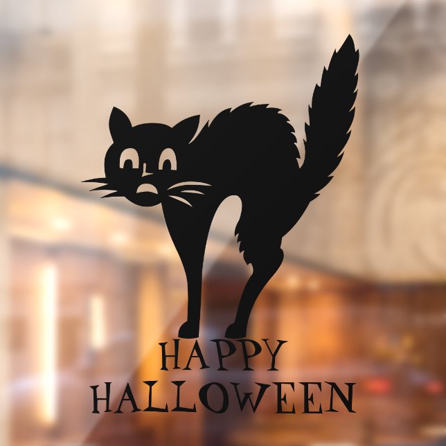 Halloween-Katzenbraun-Textanstalten Fensteraufkleber (Blatt 2)