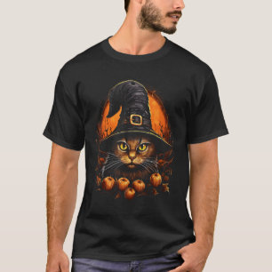 Halloween-Katzenkostüm Hexenhut schwarze Katze Kür T-Shirt