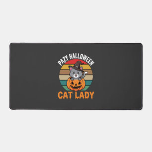 Halloween Katzenlady Hexe Kürbis Retro Design Schreibtischunterlage