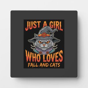 Halloween Katzenmädchen Hexenhut Herbst Design Fotoplatte
