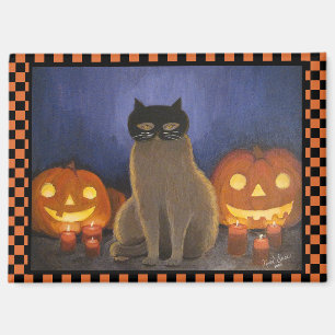 Halloween-Katzenmaske & Kürbis Magnet