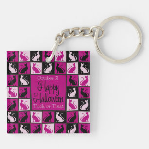 Halloween-Katzenmosaik Schlüsselanhänger