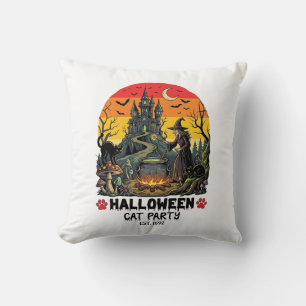 Halloween-Katzenparty Hexenkessel Schwarze Katzen  Kissen