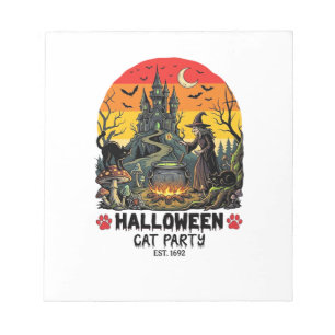 Halloween-Katzenparty Hexenkessel Schwarze Katzen  Notizblock
