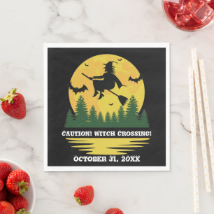 Halloween Kaution Hexe überquert flying Broomstick Serviette