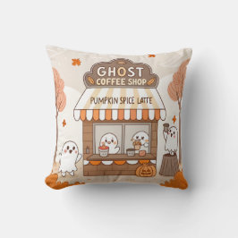 Halloween Kawaii Ghost Barista Illustration Kissen
